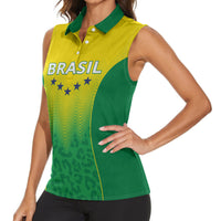 Personalized Brazil 2024 Women Sleeveless Polo Shirt Selecao Brasileira - Wonder Print Shop