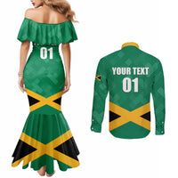Personalized Jamaica 2024 Couples Matching Mermaid Dress and Long Sleeve Button Shirt Jumieka Reggae Boyz