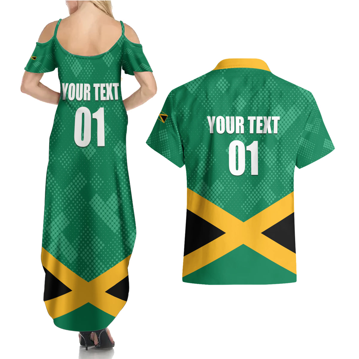 Personalized Jamaica 2024 Couples Matching Summer Maxi Dress and Hawaiian Shirt Jumieka Reggae Boyz - Wonder Print Shop