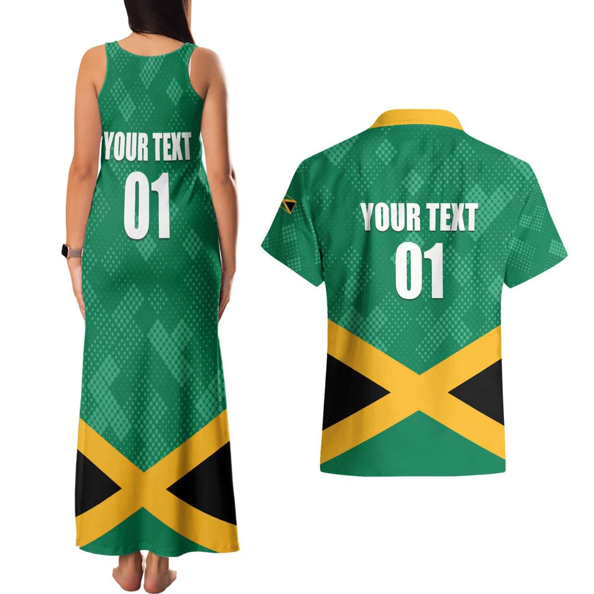 Personalized Jamaica 2024 Couples Matching Tank Maxi Dress and Hawaiian Shirt Jumieka Reggae Boyz - Wonder Print Shop