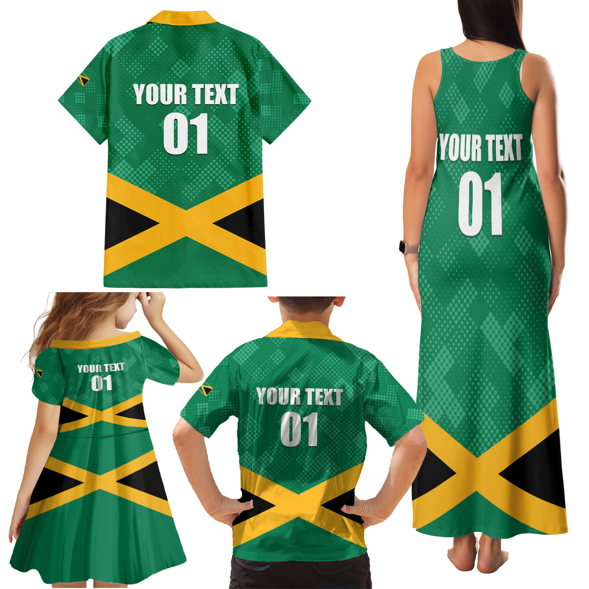 Personalized Jamaica 2024 Family Matching Tank Maxi Dress and Hawaiian Shirt Jumieka Reggae Boyz - Wonder Print Shop