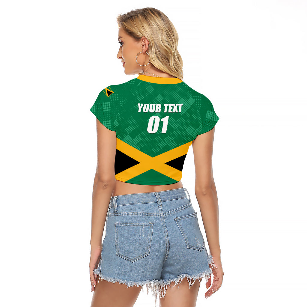 Personalized Jamaica 2024 Raglan Cropped T Shirt Jumieka Reggae Boyz - Wonder Print Shop