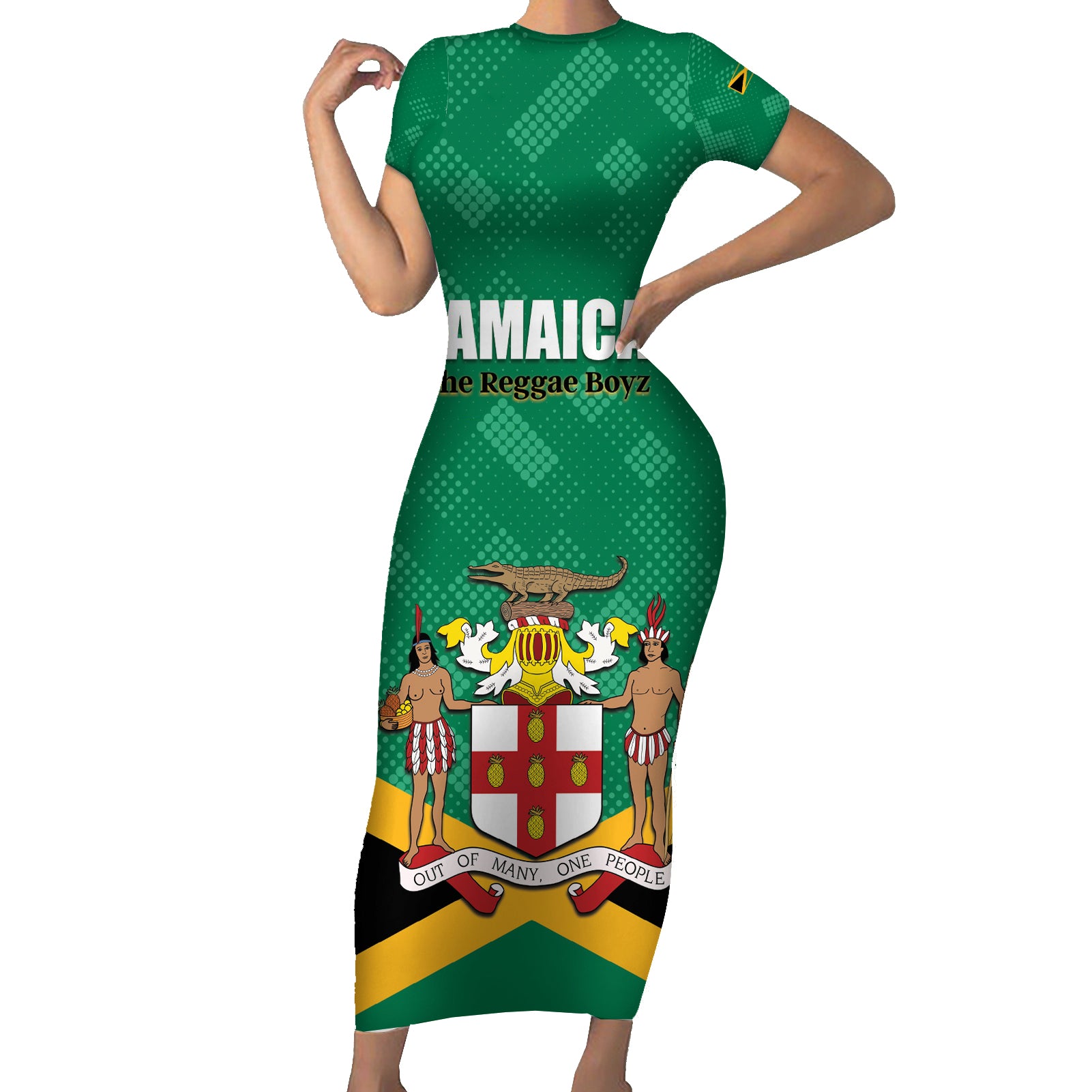 Personalized Jamaica 2024 Short Sleeve Bodycon Dress Jumieka Reggae Boyz - Wonder Print Shop