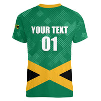 Personalized Jamaica 2024 Women V-Neck T-Shirt Jumieka Reggae Boyz - Wonder Print Shop
