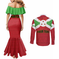 Personalized Burundi Couples Matching Mermaid Dress and Long Sleeve Button Shirt Coat Of Arms African Pattern