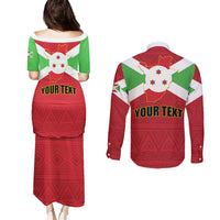 Personalized Burundi Couples Matching Puletasi and Long Sleeve Button Shirt Coat Of Arms African Pattern - Wonder Print Shop
