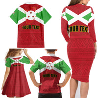 Personalized Burundi Family Matching Long Sleeve Bodycon Dress and Hawaiian Shirt Coat Of Arms African Pattern - Wonder Print Shop