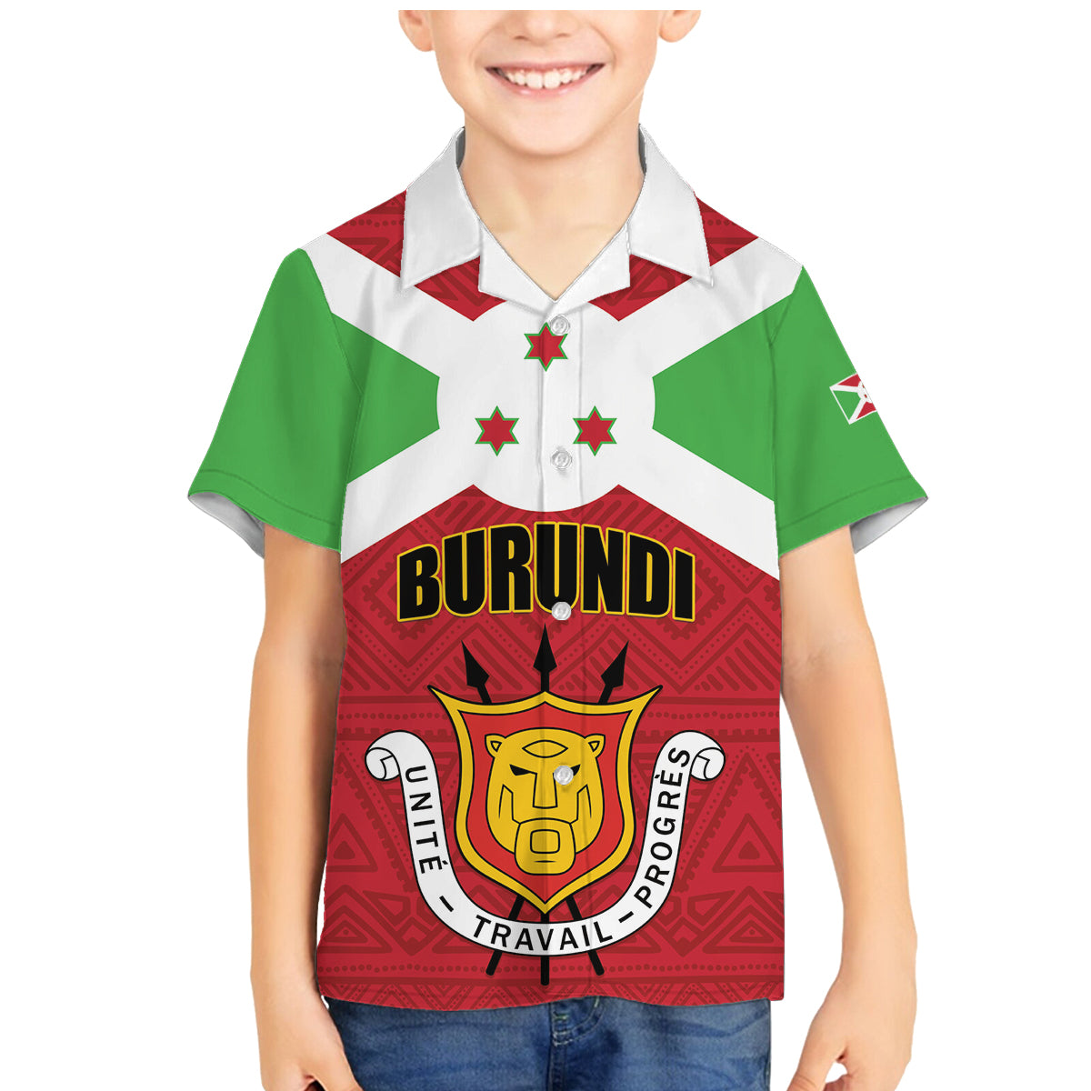 Personalized Burundi Family Matching Mermaid Dress and Hawaiian Shirt Coat Of Arms African Pattern - Wonder Print Shop