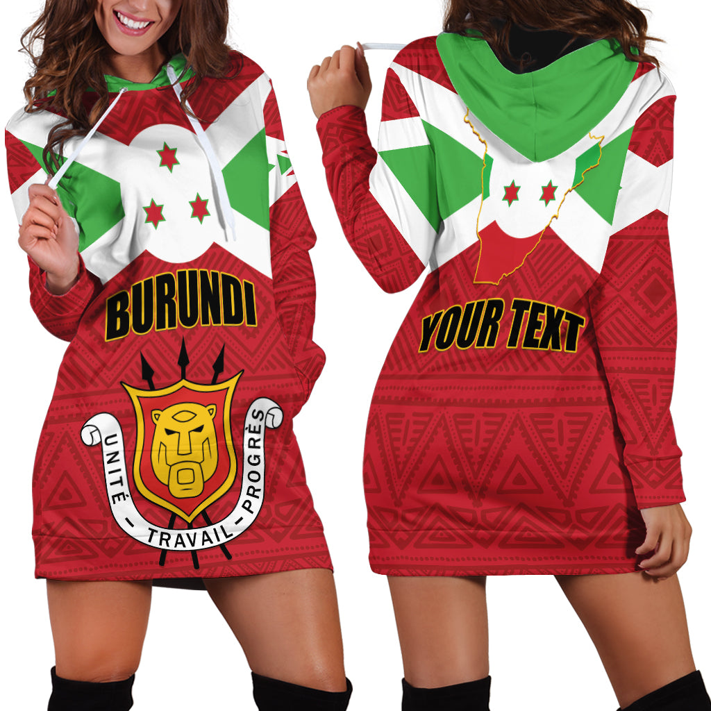Personalized Burundi Hoodie Dress Coat Of Arms African Pattern - Wonder Print Shop