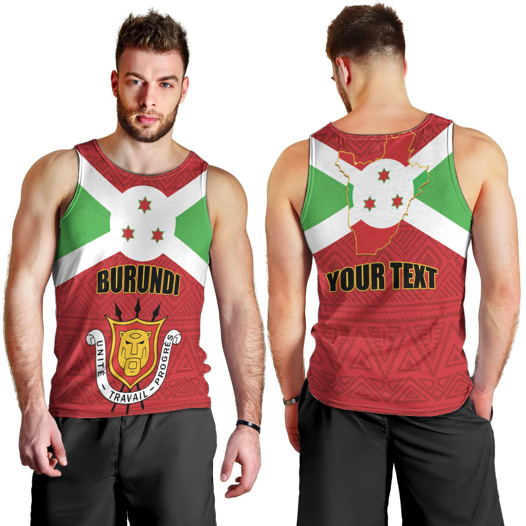 Personalized Burundi Men Tank Top Coat Of Arms African Pattern - Wonder Print Shop