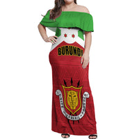 Personalized Burundi Off Shoulder Maxi Dress Coat Of Arms African Pattern - Wonder Print Shop