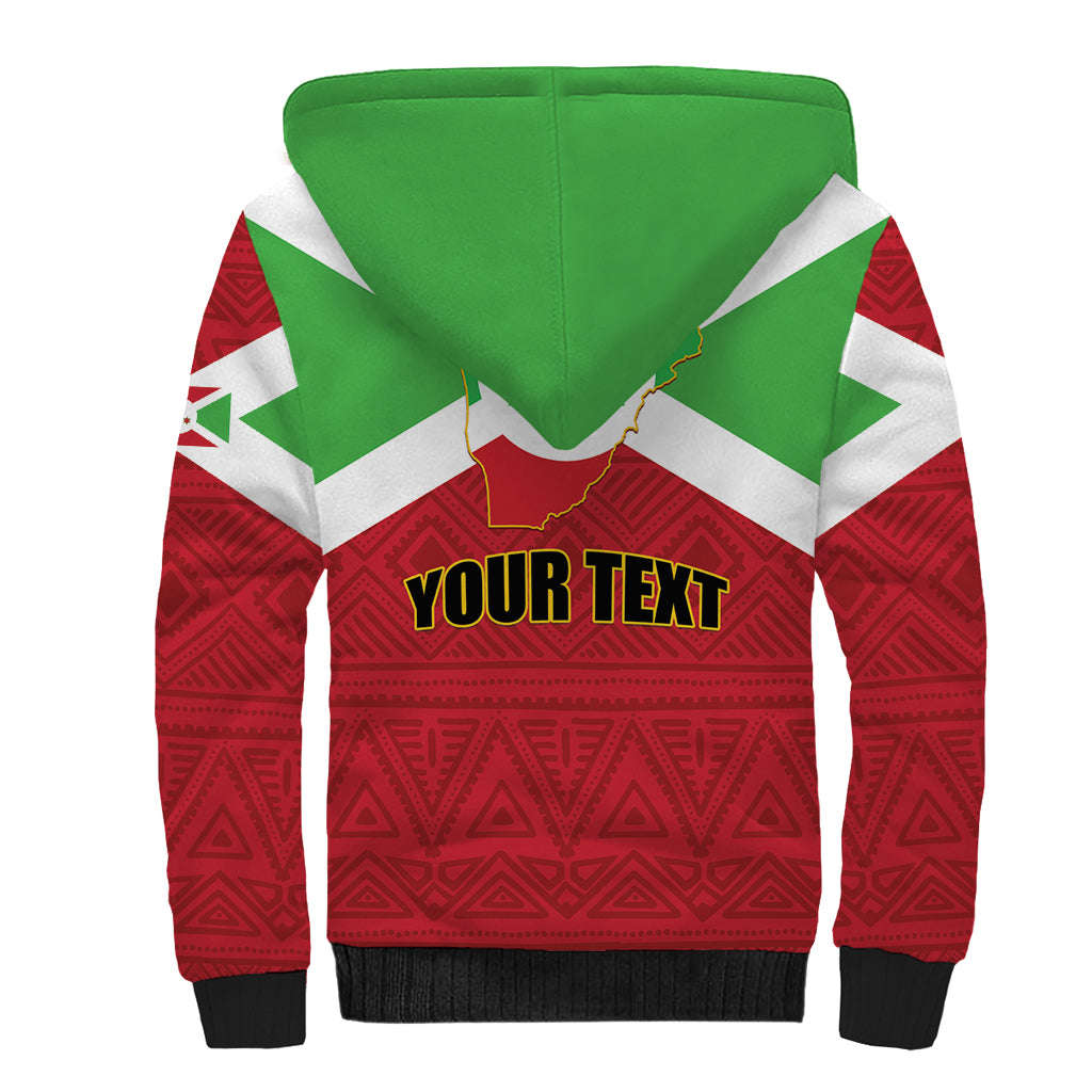 Personalized Burundi Sherpa Hoodie Coat Of Arms African Pattern - Wonder Print Shop