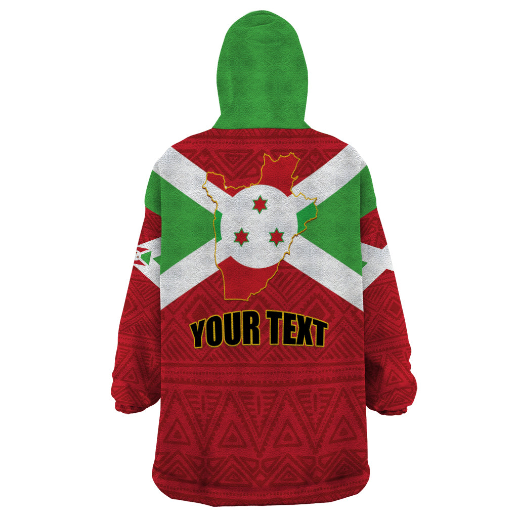 Personalized Burundi Wearable Blanket Hoodie Coat Of Arms African Pattern - Wonder Print Shop