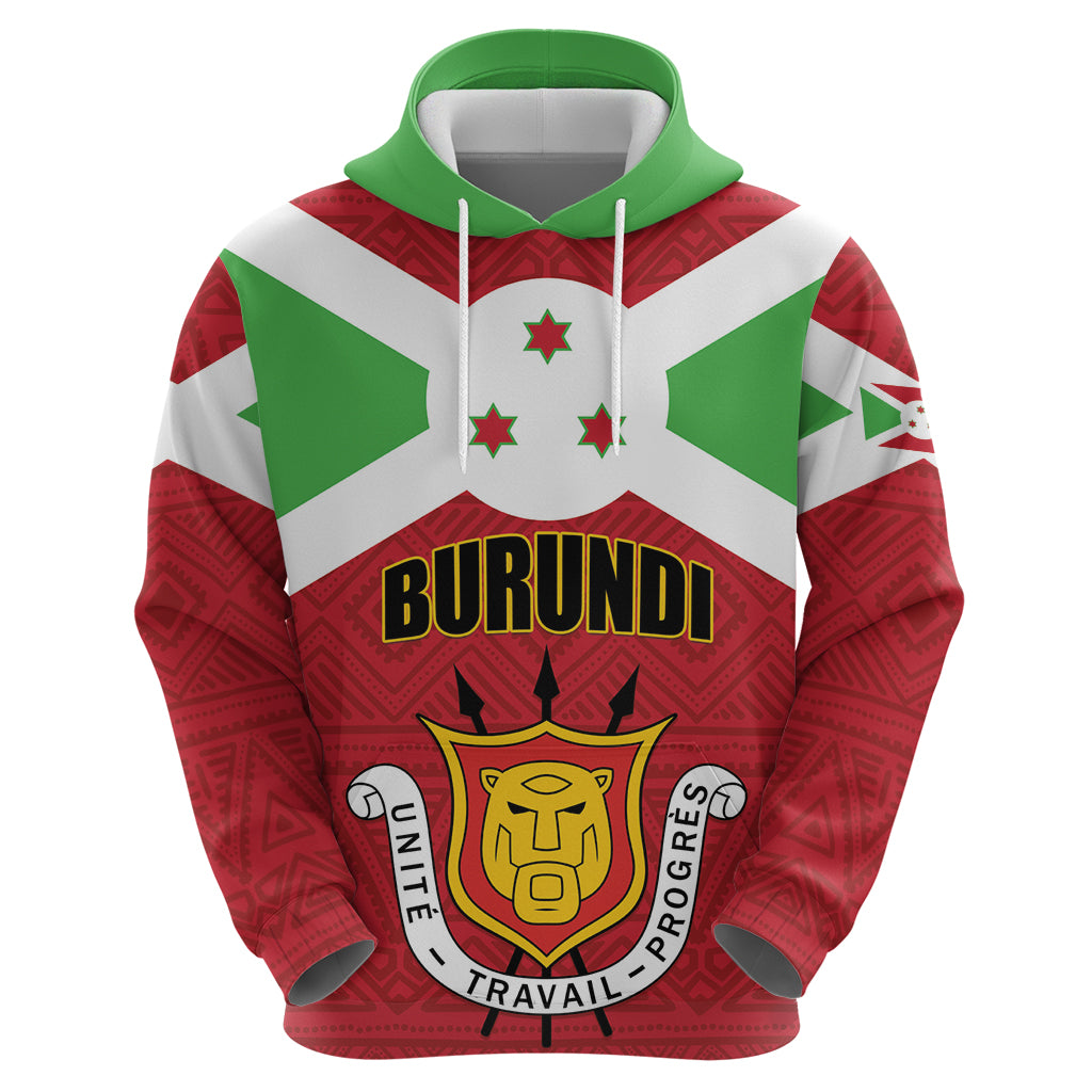 Personalized Burundi Zip Hoodie Coat Of Arms African Pattern - Wonder Print Shop