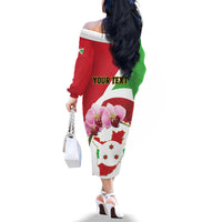 Personalized Burundi Independence Day Family Matching Off The Shoulder Long Sleeve Dress and Hawaiian Shirt Coat Of Arms Bujumbura Flower - Wonder Print Shop