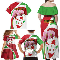 Personalized Burundi Independence Day Family Matching Off Shoulder Maxi Dress and Hawaiian Shirt Coat Of Arms Bujumbura Flower - Wonder Print Shop