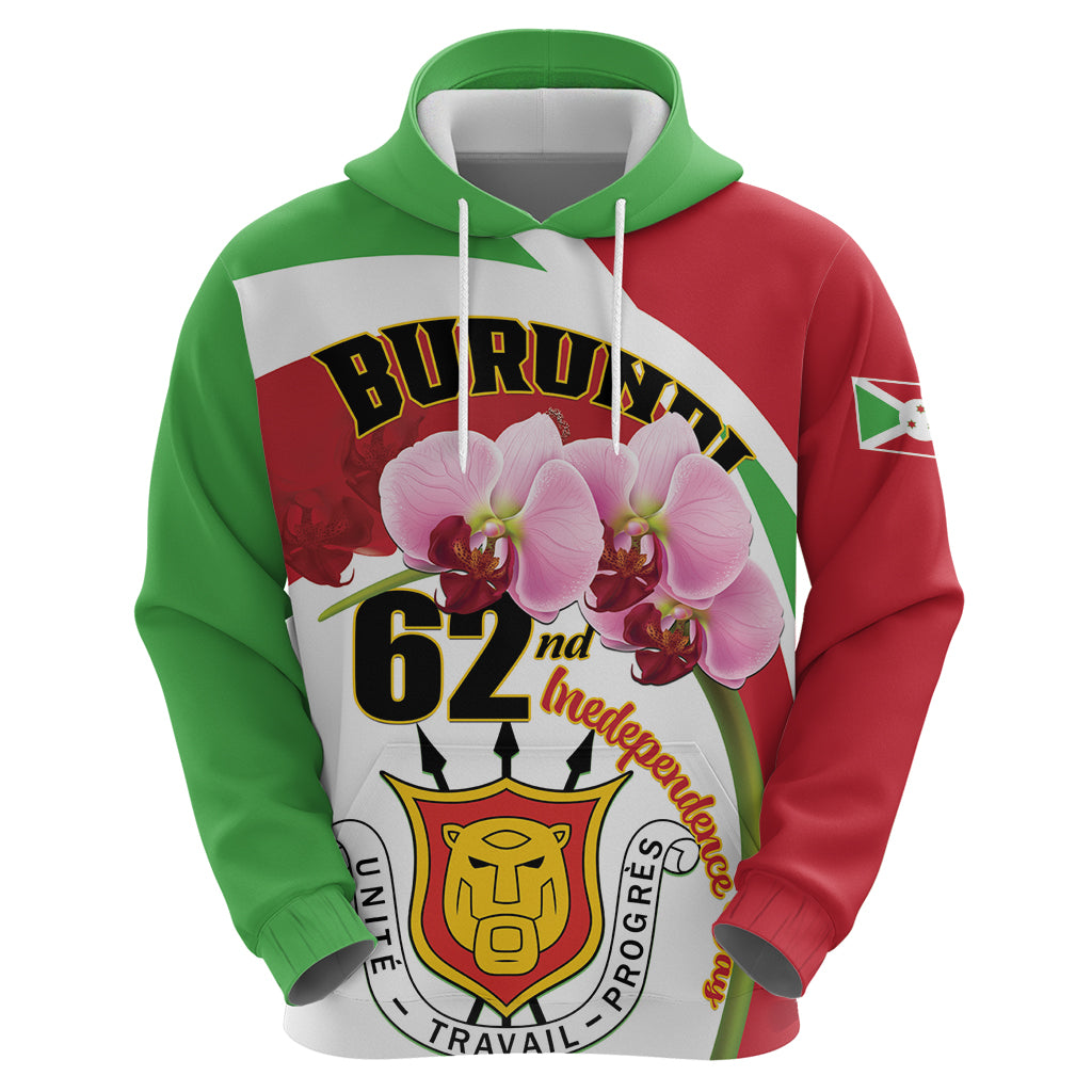 Personalized Burundi Independence Day Zip Hoodie Coat Of Arms Bujumbura Flower - Wonder Print Shop