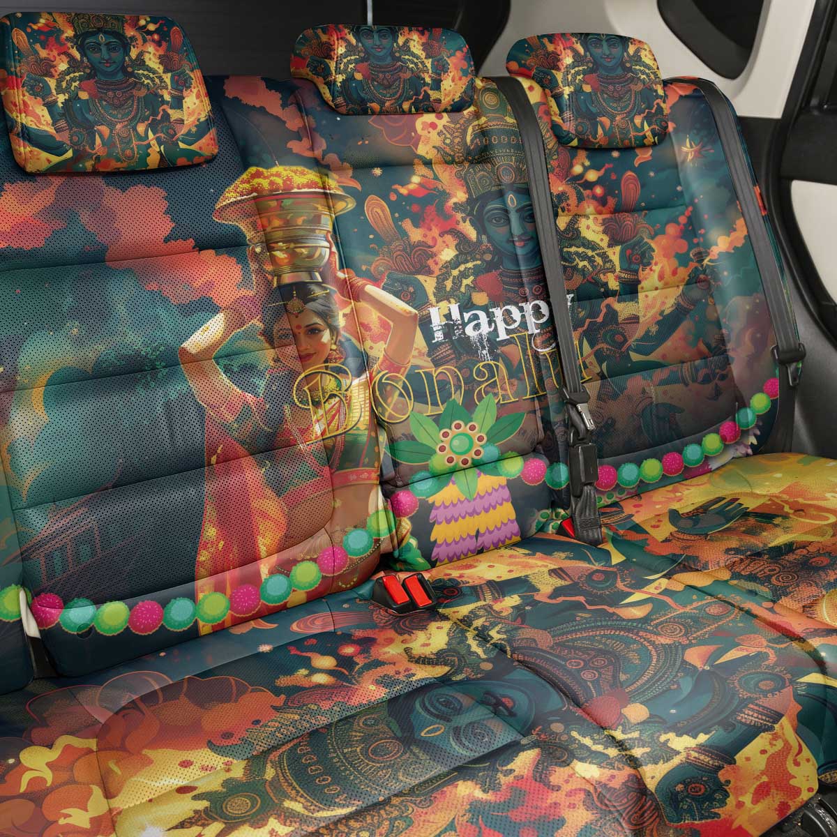 Bonalu Festival 2024 Back Car Seat Cover Bonam Parikrama - Wonder Print Shop