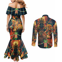 Bonalu Festival 2024 Couples Matching Mermaid Dress and Long Sleeve Button Shirt Bonam Parikrama