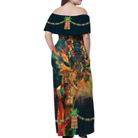 Bonalu Festival 2024 Family Matching Off Shoulder Maxi Dress and Hawaiian Shirt Bonam Parikrama - Wonder Print Shop