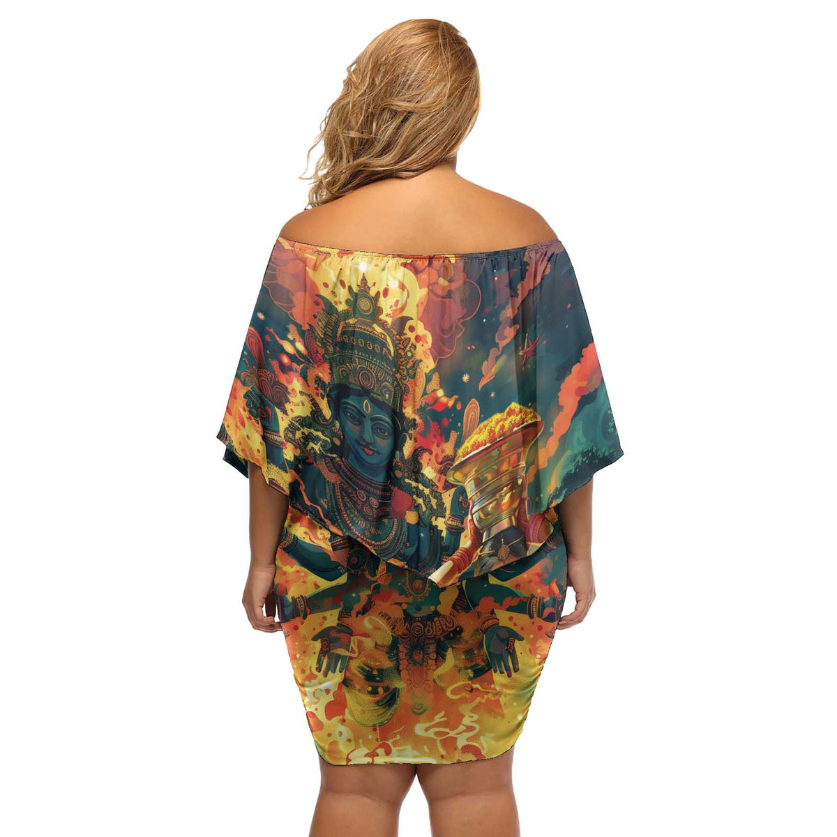 Bonalu Festival 2024 Off Shoulder Short Dress Bonam Parikrama - Wonder Print Shop