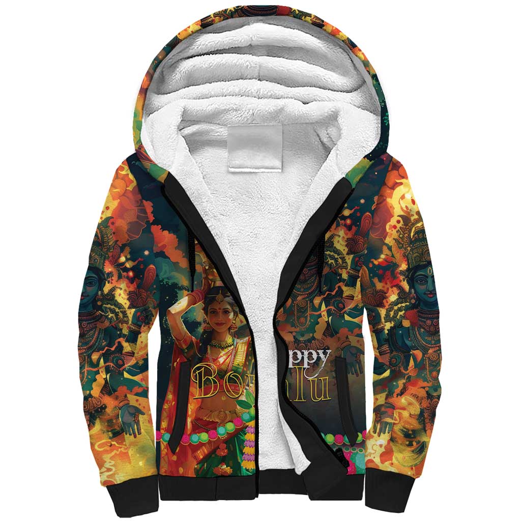 Bonalu Festival 2024 Sherpa Hoodie Bonam Parikrama - Wonder Print Shop