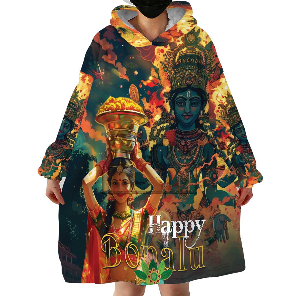 Bonalu Festival 2024 Wearable Blanket Hoodie Bonam Parikrama - Wonder Print Shop