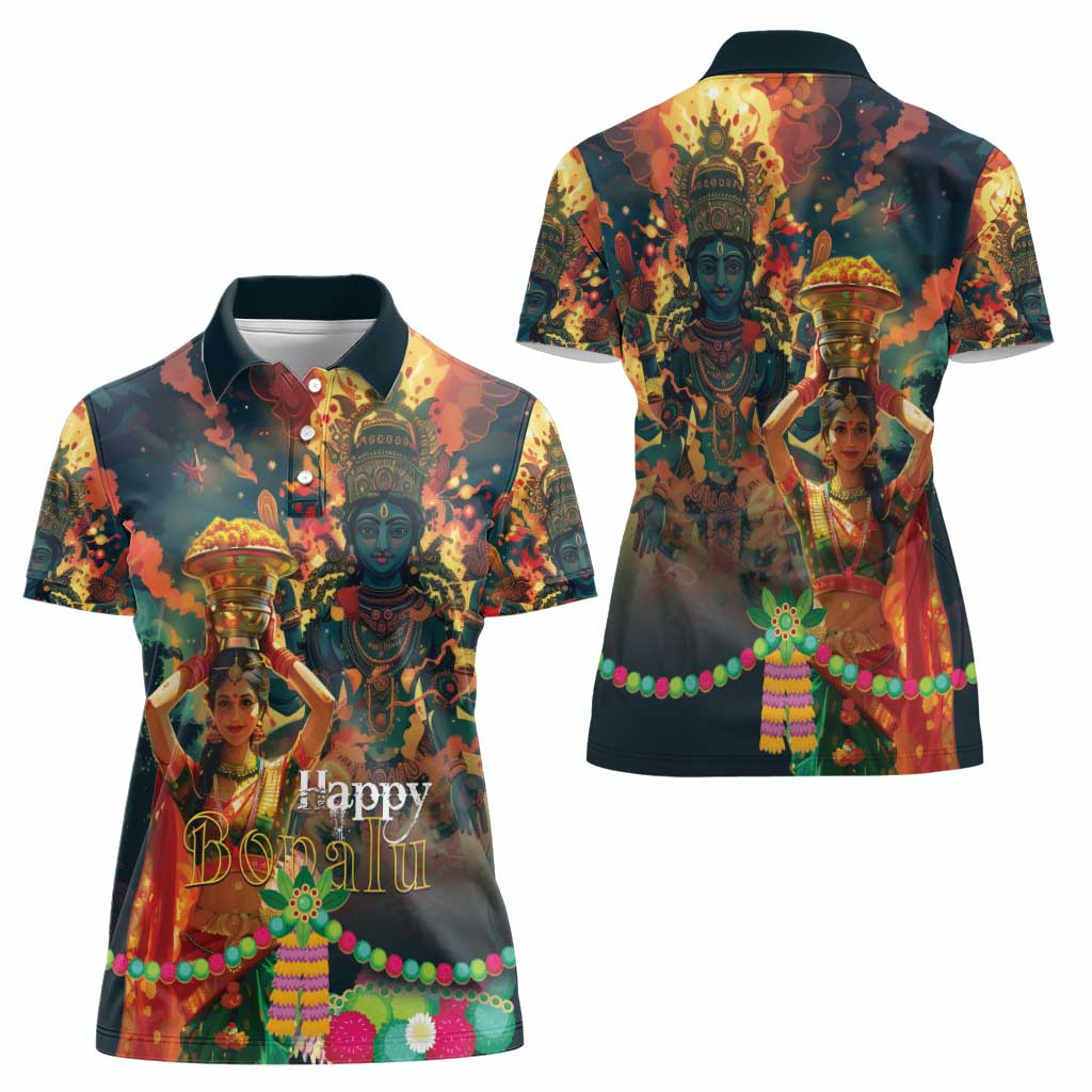 Bonalu Festival 2024 Women Polo Shirt Bonam Parikrama - Wonder Print Shop