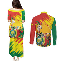 Bolivia Independence Day Couples Matching Puletasi and Long Sleeve Button Shirt Puliwya Achka Aylluska Mamallaqta - Wonder Print Shop