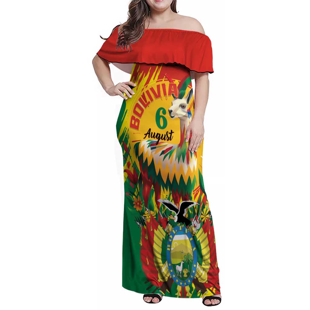 Bolivia Independence Day Family Matching Off Shoulder Maxi Dress and Hawaiian Shirt Puliwya Achka Aylluska Mamallaqta - Wonder Print Shop