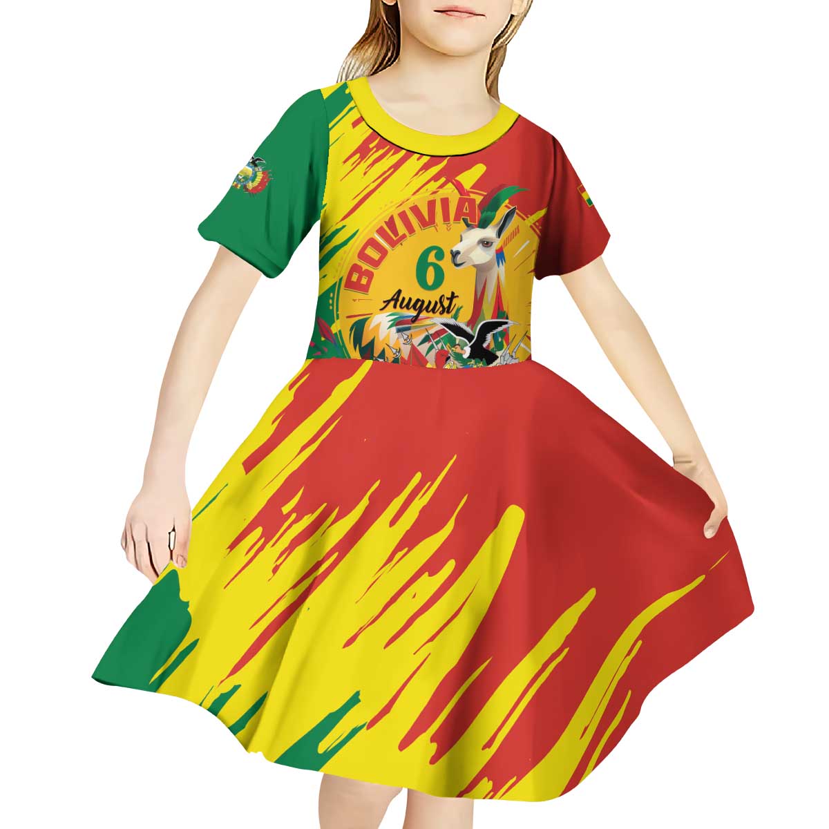 Bolivia Independence Day Kid Short Sleeve Dress Puliwya Achka Aylluska Mamallaqta - Wonder Print Shop