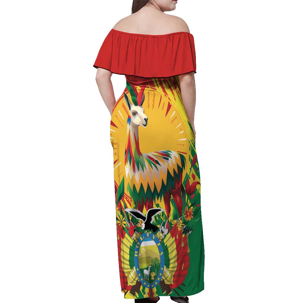 Bolivia Independence Day Off Shoulder Maxi Dress Puliwya Achka Aylluska Mamallaqta - Wonder Print Shop