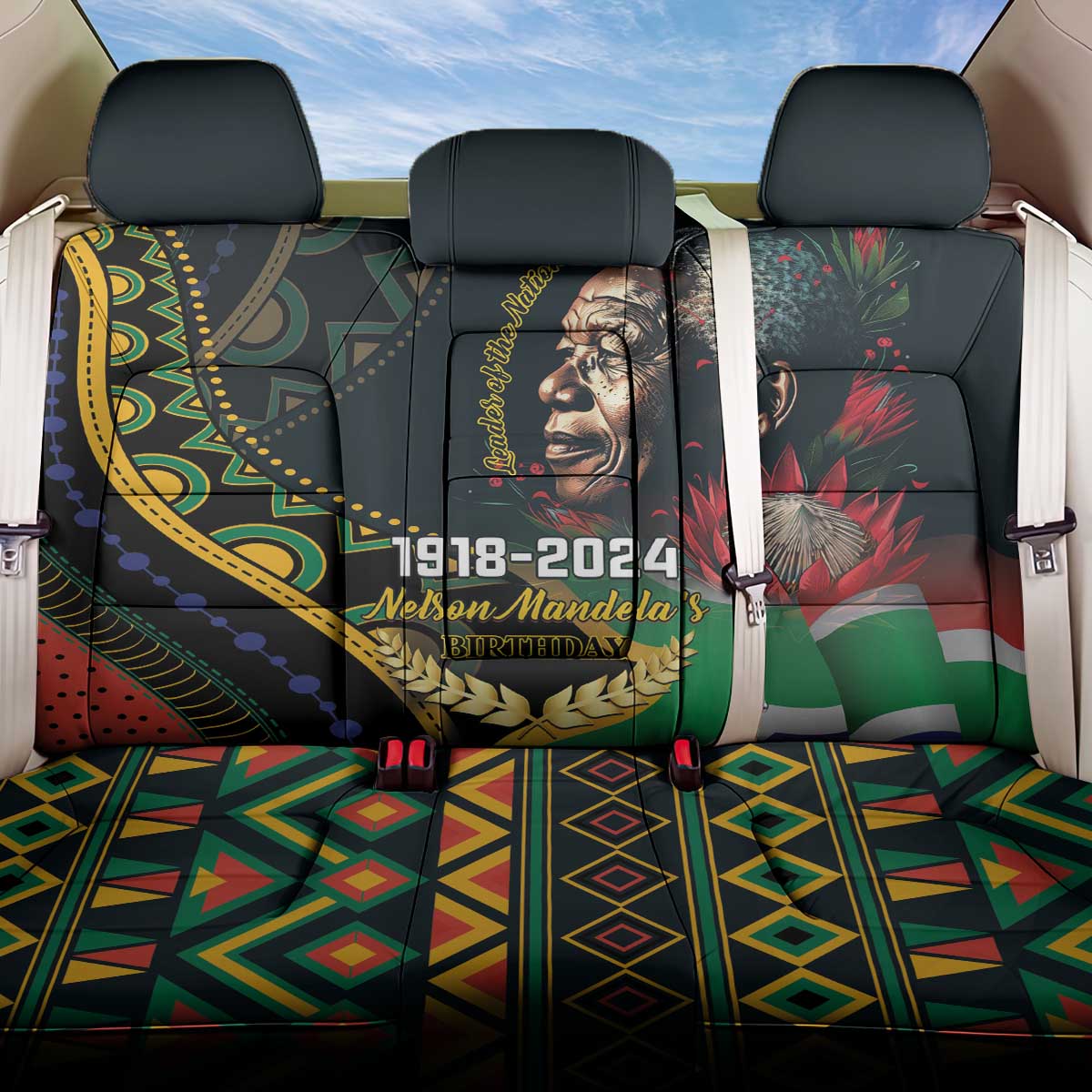 Nelson Mandela Birthday Back Car Seat Cover Leader of the Nation - Wonder Print Shop