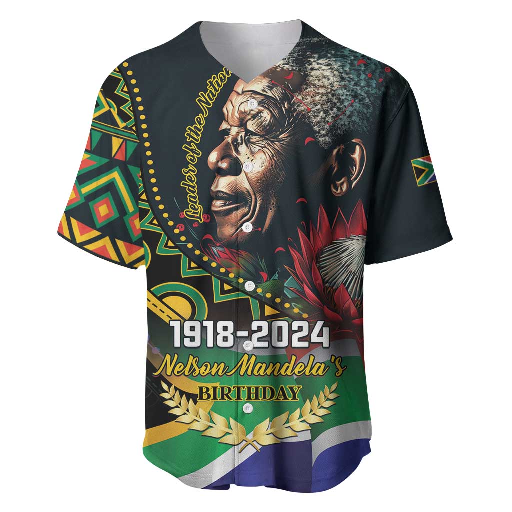 Nelson Mandela Birthday Baseball Jersey Leader of the Nation - Wonder Print Shop