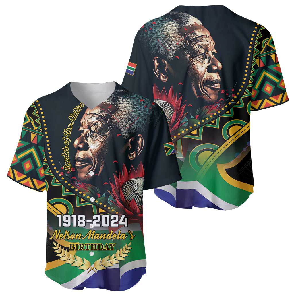 Nelson Mandela Birthday Baseball Jersey Leader of the Nation - Wonder Print Shop