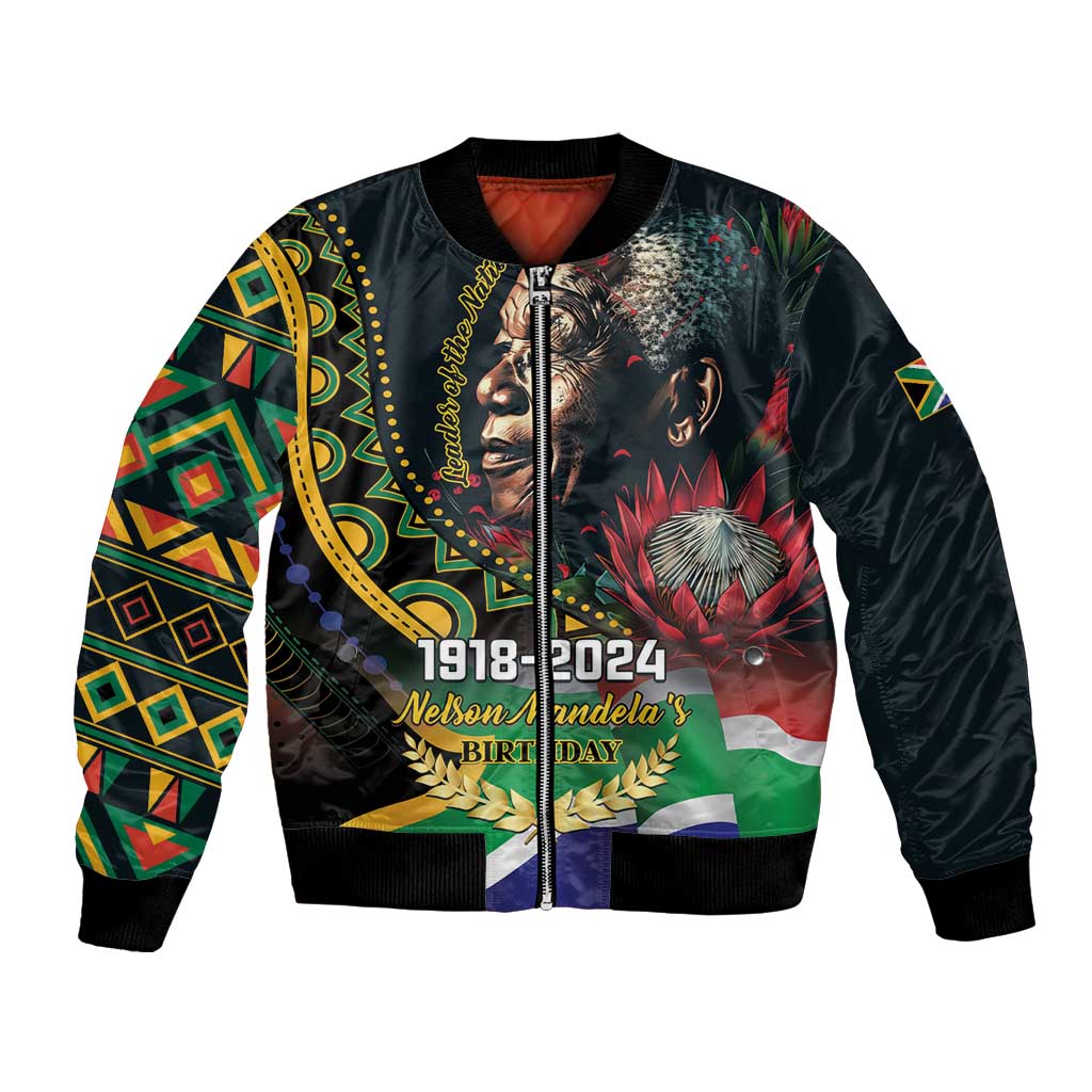 Nelson Mandela Birthday Bomber Jacket Leader of the Nation - Wonder Print Shop