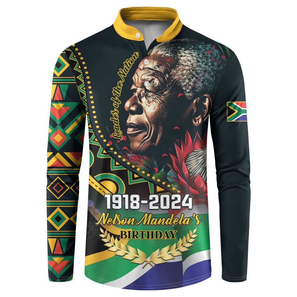 Nelson Mandela Birthday Button Sweatshirt Leader of the Nation - Wonder Print Shop