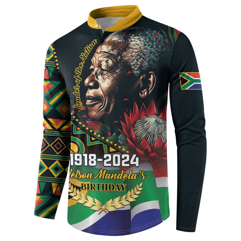 Nelson Mandela Birthday Button Sweatshirt Leader of the Nation - Wonder Print Shop