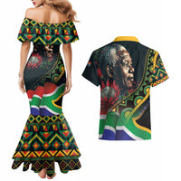 Nelson Mandela Birthday Couples Matching Mermaid Dress and Hawaiian Shirt Leader of the Nation - Wonder Print Shop