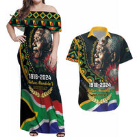 Nelson Mandela Birthday Couples Matching Off Shoulder Maxi Dress and Hawaiian Shirt Leader of the Nation - Wonder Print Shop