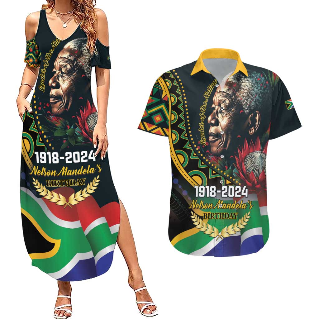 Nelson Mandela Birthday Couples Matching Summer Maxi Dress and Hawaiian Shirt Leader of the Nation - Wonder Print Shop