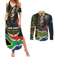 Nelson Mandela Birthday Couples Matching Summer Maxi Dress and Long Sleeve Button Shirt Leader of the Nation - Wonder Print Shop