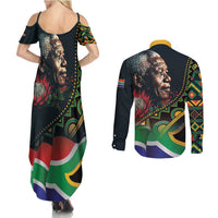 Nelson Mandela Birthday Couples Matching Summer Maxi Dress and Long Sleeve Button Shirt Leader of the Nation - Wonder Print Shop