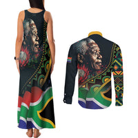 Nelson Mandela Birthday Couples Matching Tank Maxi Dress and Long Sleeve Button Shirt Leader of the Nation - Wonder Print Shop