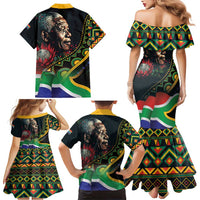 Nelson Mandela Birthday Family Matching Mermaid Dress and Hawaiian Shirt Leader of the Nation - Wonder Print Shop