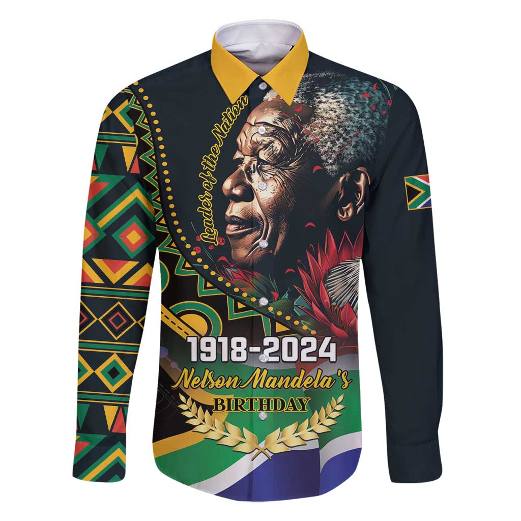 Nelson Mandela Birthday Family Matching Mermaid Dress and Hawaiian Shirt Leader of the Nation - Wonder Print Shop