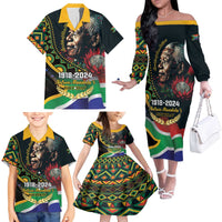 Nelson Mandela Birthday Family Matching Off The Shoulder Long Sleeve Dress and Hawaiian Shirt Leader of the Nation - Wonder Print Shop