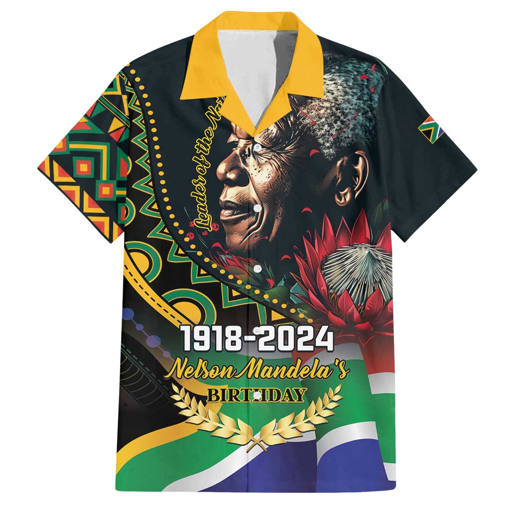 Nelson Mandela Birthday Family Matching Off Shoulder Maxi Dress and Hawaiian Shirt Leader of the Nation - Wonder Print Shop