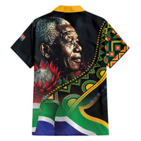 Nelson Mandela Birthday Family Matching Off Shoulder Short Dress and Hawaiian Shirt Leader of the Nation - Wonder Print Shop