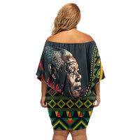 Nelson Mandela Birthday Family Matching Off Shoulder Short Dress and Hawaiian Shirt Leader of the Nation - Wonder Print Shop